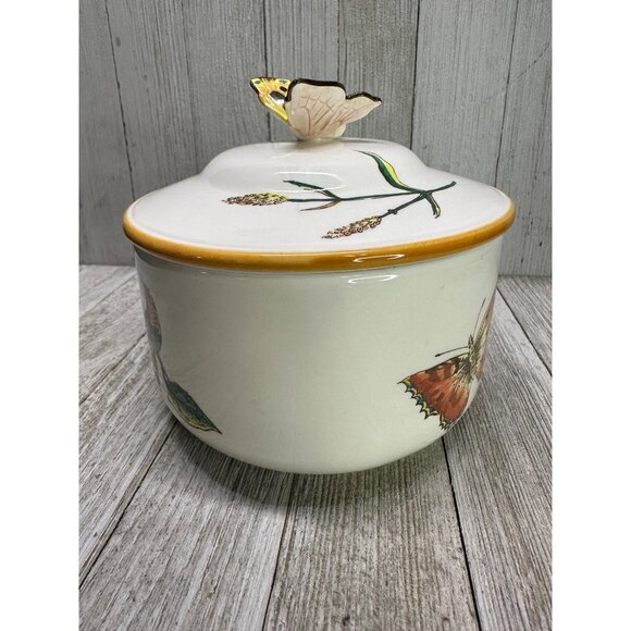 Vintage The Haldon Group Trinket Dish Covered Butterfly Top Handle 1983 Japan - Picture 7 of 10